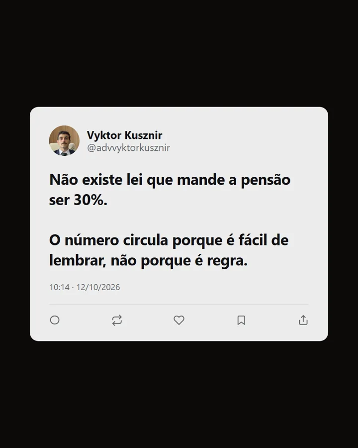 Post no estilo print de Twitter: não existe lei que mande a pensão ser 30%