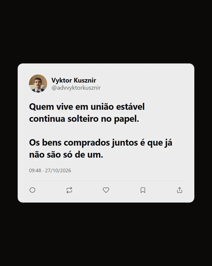 Post no estilo print de Twitter sobre união estável