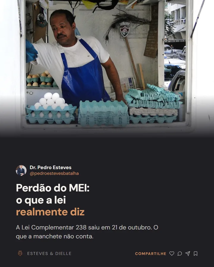 Capa de carrossel sobre a lei do perdão do MEI