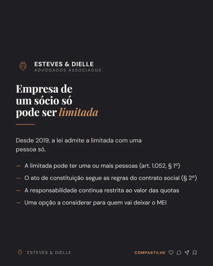 Post estático sobre empresa de um sócio só